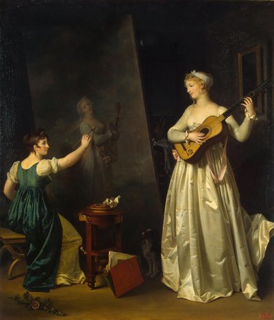Artista pintando un retrato de un músico, 1790s de Marguerite Gerard