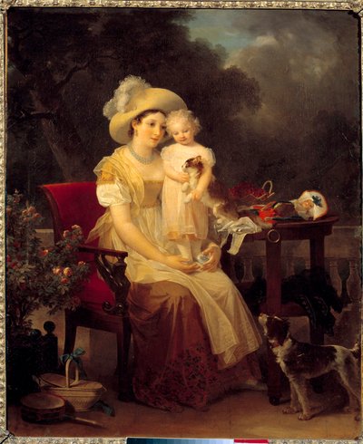 Mujer sentada sosteniendo a una niña en sus rodillas de Marguerite Gerard