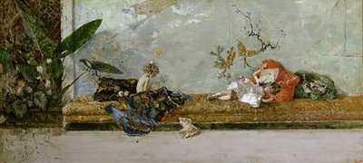 Los Hijos del Artista, María Luisa y Mariano, en el Salón Japonés de Marià Fortuny