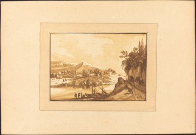 Paisaje con barcos de pesca de Maria Catharina Prestel after Franz Edmund Weirotter