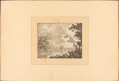 Paisaje con río y ciudad de Maria Catharina Prestel after Jan van Huysum