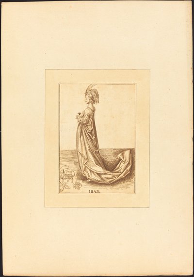 Una dama con un vestido largo de Maria Catharina Prestel after Martin Schongauer