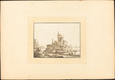 Paisaje con una torre redonda de Maria Catharina Prestel after Thomas Wyck