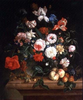 Naturaleza muerta, flores y frutas de Maria Ivanovna Rokass Ouskaja