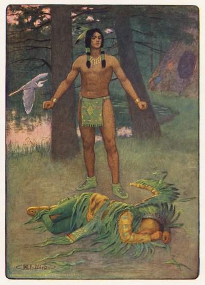 Ilustración para Hiawatha de Longfellow (litografía en color) de Maria Louise Kirk