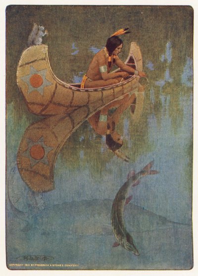 Ilustración para Hiawatha de Longfellow (litografía en color) de Maria Louise Kirk