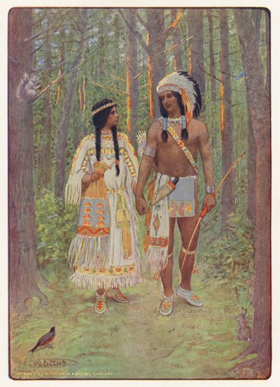 Ilustración para Hiawatha de Longfellow (litografía en color) de Maria Louise Kirk