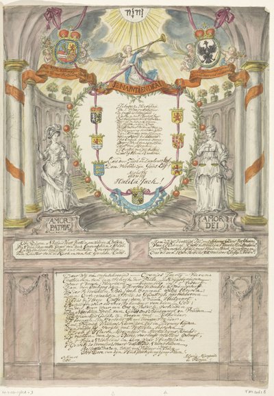 Verso para la princesa Guillermina en el cuadragésimo cumpleaños del príncipe Guillermo V, 1788 de Maria Margaretha la Fargue