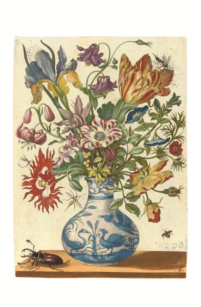 Placa del Blumenbuch (grabado coloreado a mano) de Maria Sibylla Graff Merian