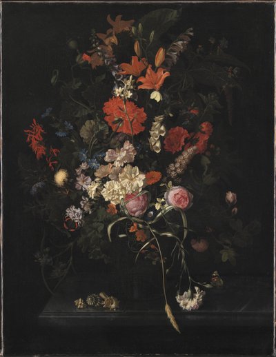 Ramo de flores en un jarrón de vidrio de Maria van Oosterwijck