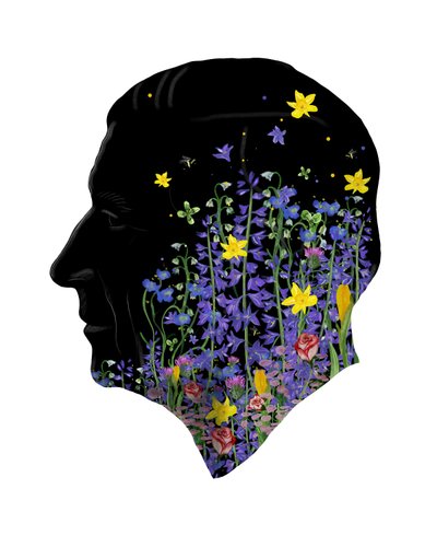 Rey Carlos III, Retrato floral de la coronación, 2023 (acuarela, digital) de Marianna Kulukundis