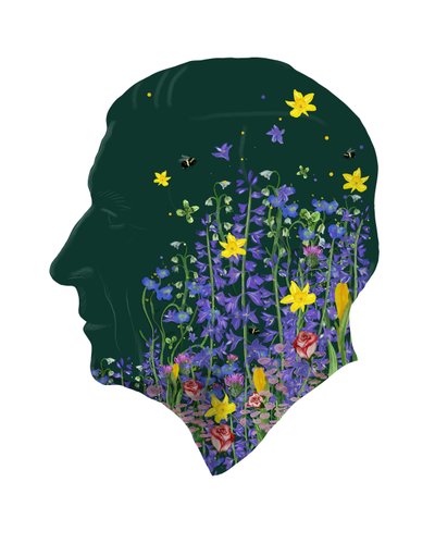 Rey Carlos III, Retrato floral de la coronación, 2023 (acuarela, digital) de Marianna Kulukundis