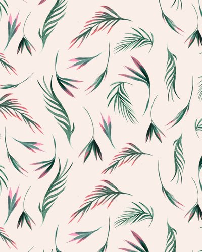 Hojas tropicales en rosa, 2020 (acuarela) de Marianna Kulukundis