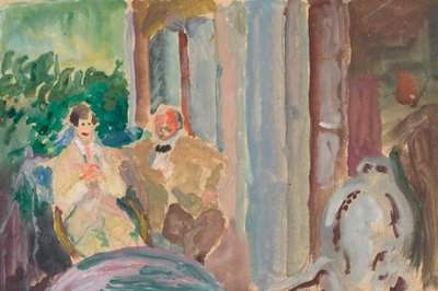 Sacharoff y Jawlensky en el balcón de St. Prex en el lago de Ginebra de Marianne von Werefkin