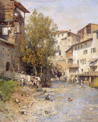 Paisaje con un pueblo en las afueras de Roma de Mariano Barbasan Lagueruela
