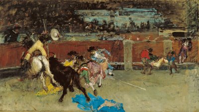 Corrida de toros. Picador herido - Fortuny, María (1838-1874) - c 1867 - Óleo sobre lienzo - 80,5x140,7 - Museo Carmen Thyssen, Málaga de Mariano Fortuny y Marsal