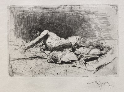 Hombre rodando por el suelo de Mariano Fortuny y Marsal