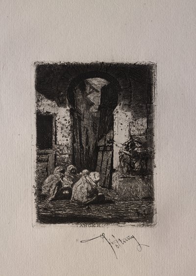 Tánger, árabes sentados de Mariano Fortuny y Carbó