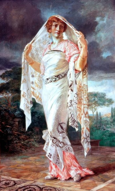 Retrato de Henriette Fortunys con vestimenta pompeyana de Mariano Fortuny y Madrazo