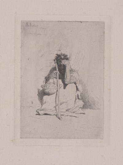 Sin título - Figura agachada con bastón de Mariano José María Bernardo Fortuny y Carbó