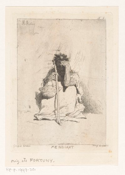 Mendigo sentado con bastón
Mendiant (título en el objeto) de Mariano José María Bernardo Fortuny y Carbó