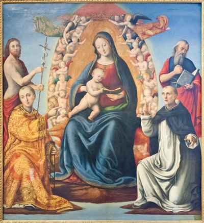 Virgen con el Niño y santos (óleo sobre tabla) de Mariano di (c.1470 c.1530) Ser Austerio