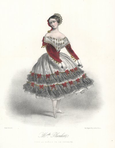 Bailarina belga Adeline Plunkett en La Manola de la Favorita, c1860 (litografía a color) de Marie Alexandre (after) Alophe