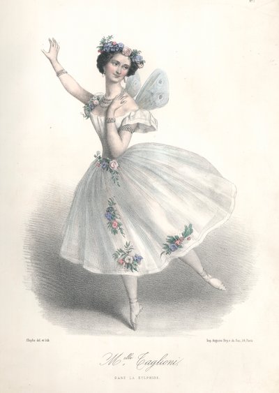 La bailarina de ballet italiana Marie Taglioni en el ballet Le Sylphide de su padre Filippo Taglioni en la Ópera de París de Marie Alexandre (after) Alophe
