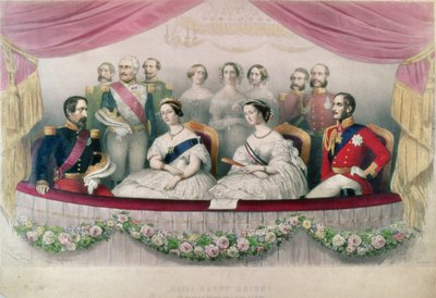 Salve Feliz Unión, la visita de Estado a la Real Ópera Italiana por la Reina Victoria, el Príncipe Alberto y el Emperador y la Emperatriz de Francia, 1855 de Marie Alexandre Alophe