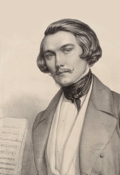 Retrato del pianista y compositor Alfred Quidant 1815-1893, c. 1840 de Marie Alexandre Menut Alophe
