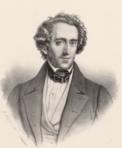 Retrato del pianista y compositor Felix Mendelssohn Bartholdy 1809-1847 de Marie Alexandre Menut Alophe