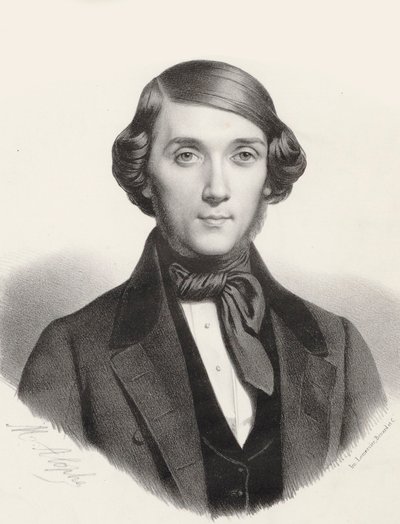 Retrato del pianista y compositor Jean-Henri Ravina 1818-1906, ca 1845 de Marie Alexandre Menut Alophe