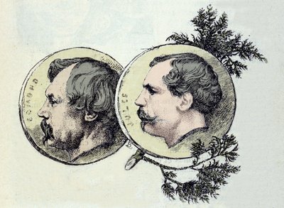 Retrato de Edmond Goncourt (1822-1896) y Jules Goncourt (1830-1870) hermanos escritores. Aguafuerte de Marie Bacquemond (1841-1916) de Marie Bracquemond