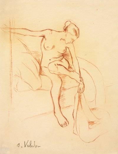 Mujer Desnuda Sentada en una Cama, primer tercio del siglo XX de Marie Clementine (Suzanne) Valadon