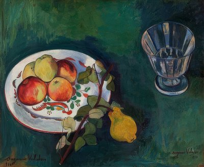 Naturaleza muerta con frutas y vaso. 1910 de Marie Clementine (Suzanne) Valadon