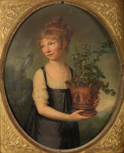 Madame Larsonnier, nacida Edmée Gabiou, de niña con un jarrón etrusco de Marie Elisabeth Lemoine