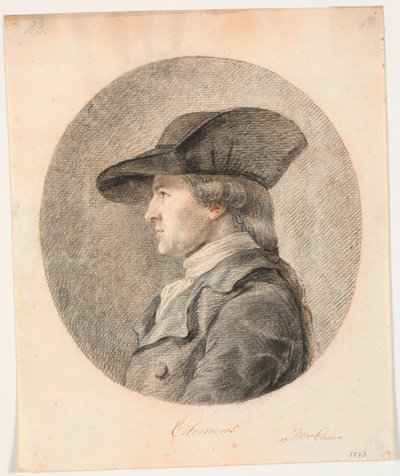 Retrato de J.F. Clemens. Perfil a la izquierda de Marie Jeanne Clemens