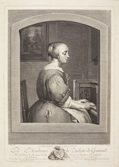 Una mujer holandesa tocando el clavicémbalo, vista a través de una ventana de Marie Louise Adélaïde Boizot