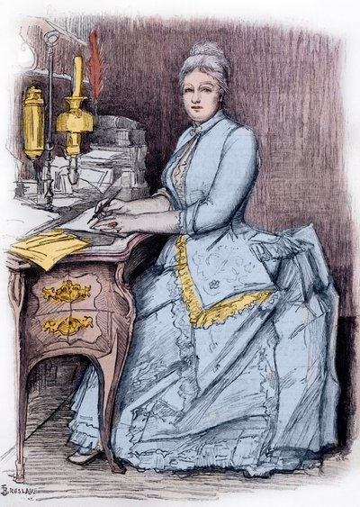 Juliette Lamber (Mme Edmond Adam) (1836-1936), mujer de letras francesa - grabado por Louise Catherine Breslau (1856-1927) colección privada de Marie Louise Catherine Breslau