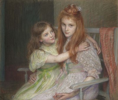 Dos chicas sentadas en un banco de Marie Louise Catherine Breslau