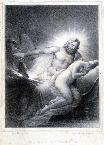 Júpiter y Semele. Litografía de Coupin de Couprie en 1826. de Marie Philippe Coupin de la Couperin