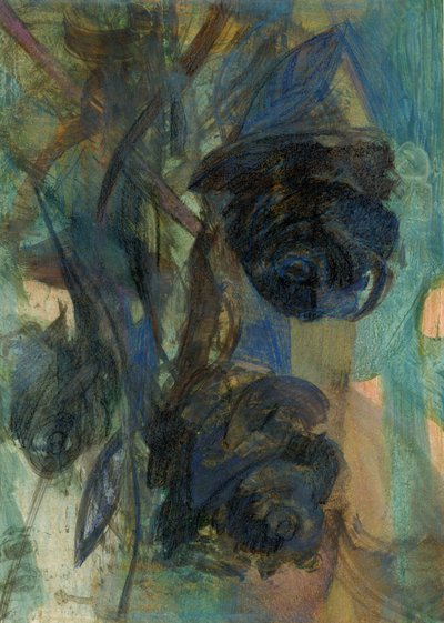 Rosas azules, 2022 (óleo sobre papel) de Marina Falco
