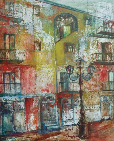 Arquitecturas de color, 2011 (óleo y técnica mixta sobre lienzo) de Marina Falco