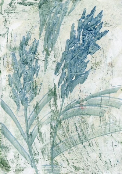 Flores celestes, 2022 (óleo sobre papel) de Marina Falco