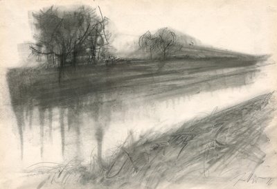En el río, 2018 (carboncillo sobre papel) de Marina Falco