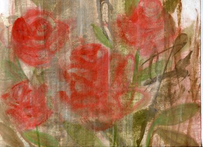 Rosas rojas, 2020 (óleo y técnica mixta sobre papel) de Marina Falco