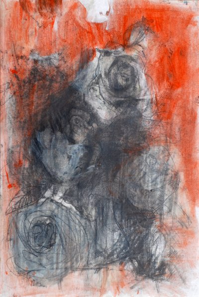 Roses, 2022 (óleo y carboncillo sobre papel) de Marina Falco