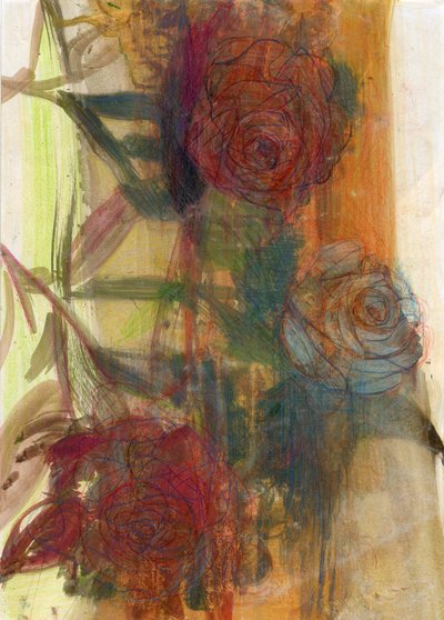 Rosas, 2022 (óleo sobre papel) de Marina Falco