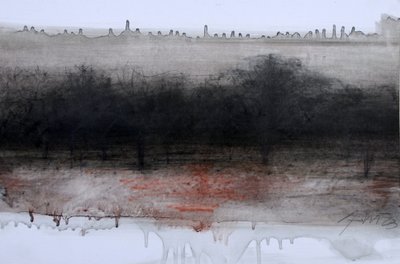 Unseen Busch, 2023 (óleo y carboncillo sobre papel) de Marina Falco