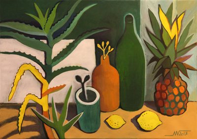 Naturaleza muerta tropical moderna de Marina Gorkaeva